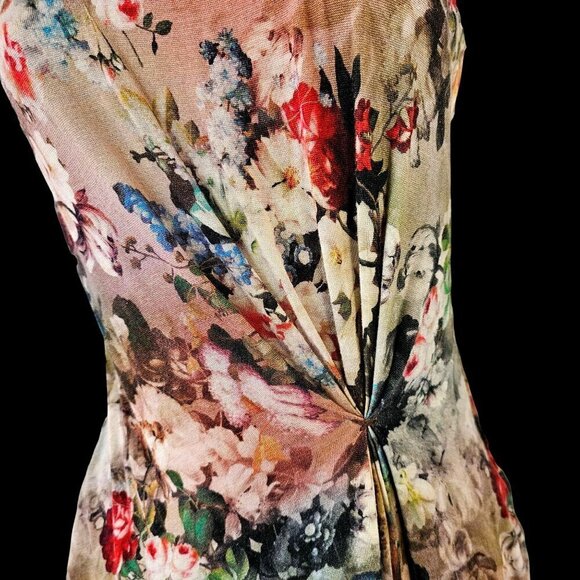 Bailey 44 Asymmetrical Ruched Floral Tank Stretch Rayon Knit Raw Hem Womens XS - Picture 2 of 8